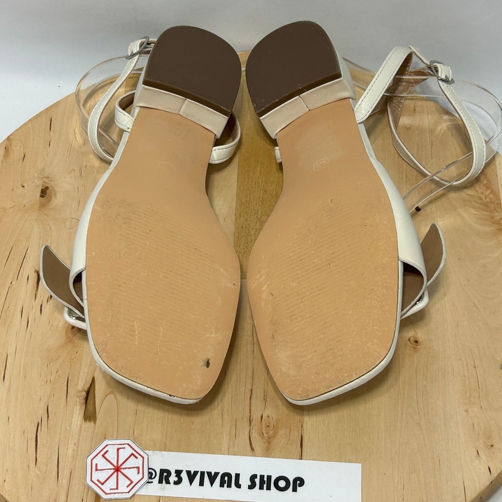 Seychelles Buckles Ivory Square Toe Block Heel Womens Sandals - Size 9.5M - Picture 9 of 10